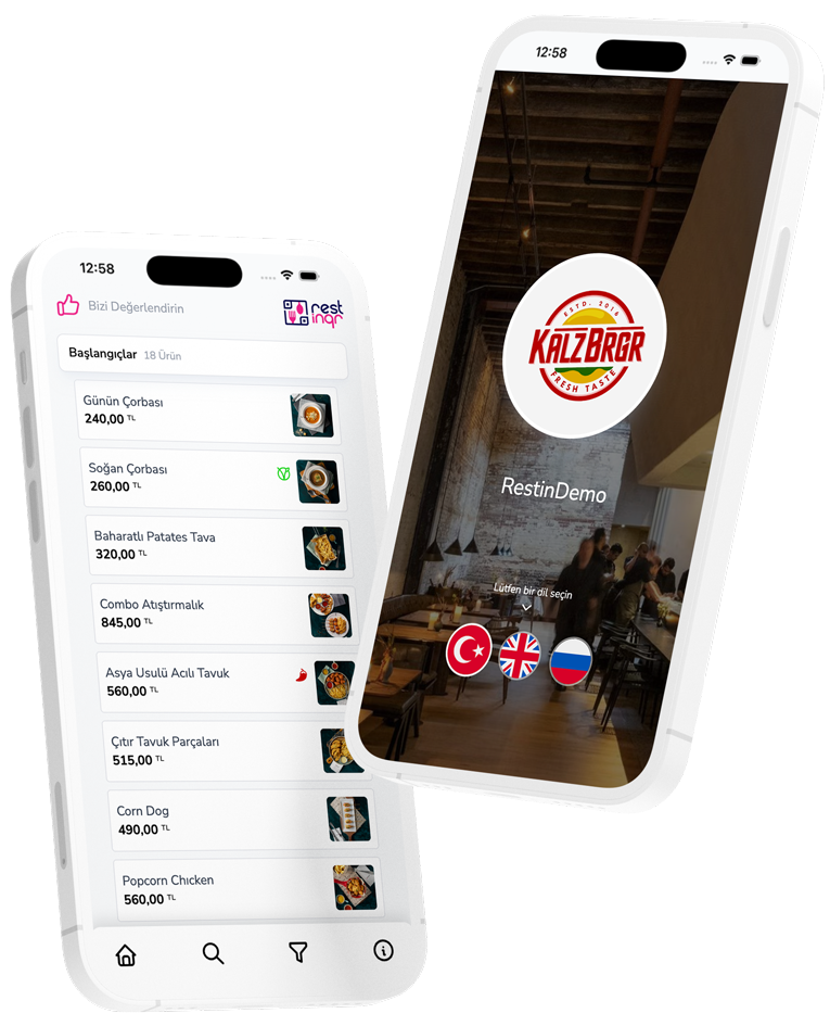 restinqr QR Menü Sistemi Özellikler Görünümü